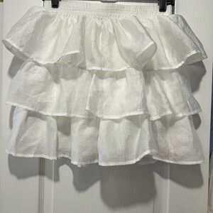 SHEIN White Ruffled A-Line Skirt